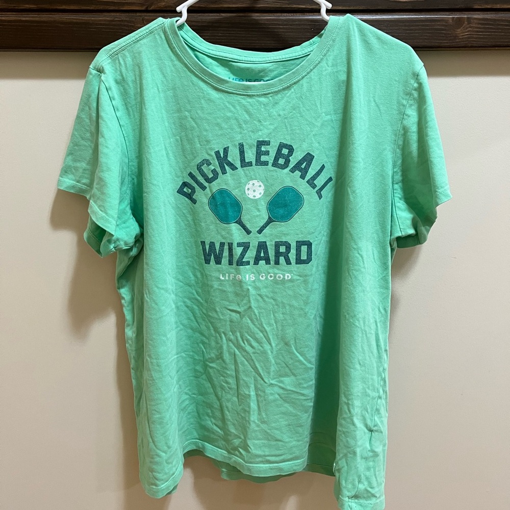 Life is Good Pickleball Wizard Green Graphic T-Shirt Size XL